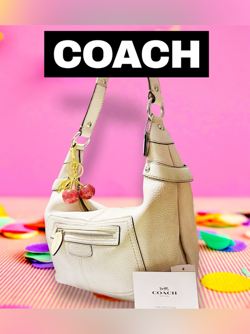 Vintage style Coach soho Shoulder Bag Cream soft Leather - Picture 8 of 17